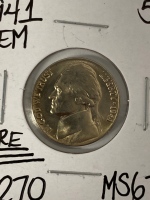 1941 MS67 Rare GEM Jefferson Nickel