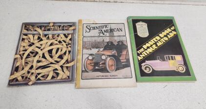 (1) June 1937 Fortune Magazine (1) Volume 96 Issue 2 Scientific American (1) Poster Book of Antique Auto Ads