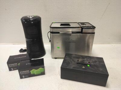 Cuisinart Convection Breadmaker, The Sharper Image portable Tower heater, Turap&uuml;r Hydrogen water filter, metal cashbox