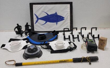 Fishing Supplies (1) Cole Hersee Standard Battery Switch, (3) Fishing Fighting Belts, (1)Live Tank Bubbler and More!