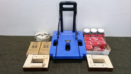 Folding Cart, Staples, Lifting Straps, and More