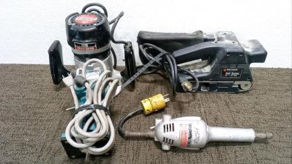 Belt Sander, Router, Hand Grinder, and Trimmer