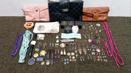 (4) Bags, (4) boxes of Building Nail Gel, (2) Watches, and Jewelry