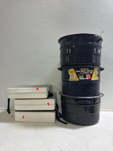 (3) Booster Cushions & (3) Federal Cold Pack Canning & Utility Pots