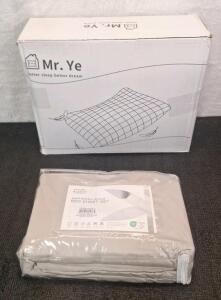 (1) 2-Pack Of Down Feather Filled Pillows, Standard Size & (1) Bamboo Sheet Set, Light Grey, Queen