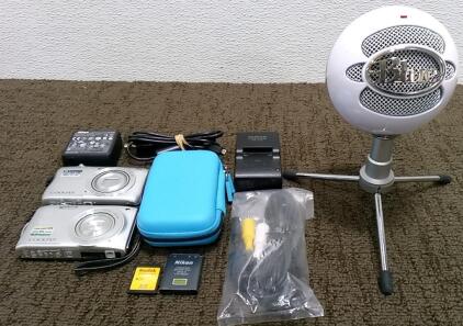(2) Nikon Coolpix Digital Cameras with Accessories and Microphone
