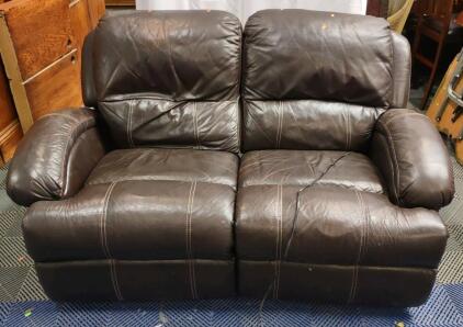 Electric Reclining Leather Love Seat Couch