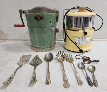 (1) Vintage Juice King (1) Vintage Hand Crank Ice Cream Maker And More