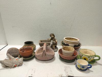 Assorted Yard Decor and Planters