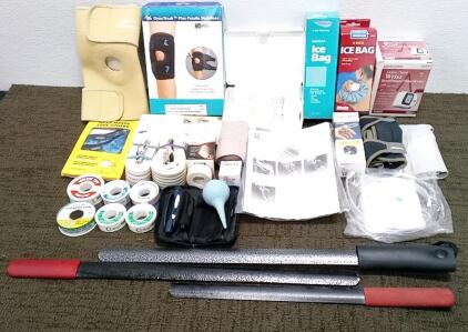 (4) Braces, (3) Shoe Horns, Bandages, and More