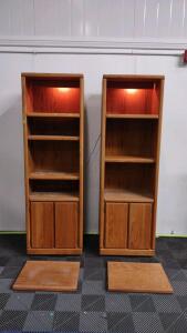 (2) 2'x 1'5"x 6'3&frac12;" Matching Illuminating Wooden Display Cabinets