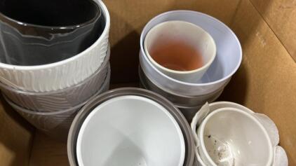 (3) Boxes Of Assorted Planting Pots