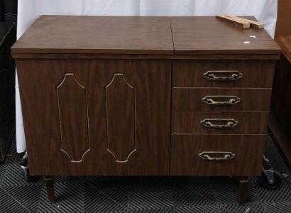 39"x 16"x 30&frac12;" Antique 4-Drawer Sewing Machine Table