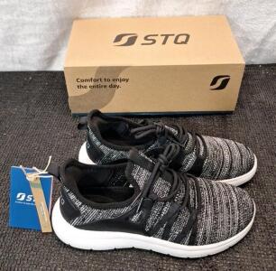 (1) Pair Of STQ - Women's Slip On Tennis Shoes, Black Mix