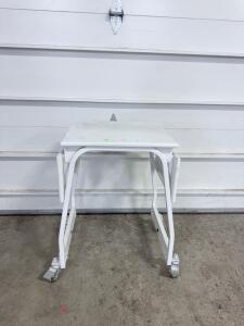 (1) White Vintage Metal Legs & Wood Top Typewriter Table