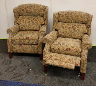 (2) Matching Reclining Upholstered Floral Padded Chairs
