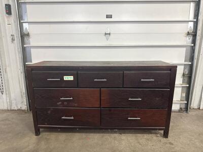 (1) Brown Wooden Dresser- 33.5&rdquo;x19&rdquo;x63&rdquo; & (1) Clothing Rack