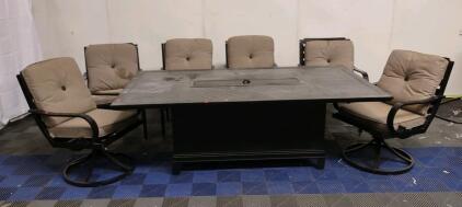 7-Piece Patio Furniture Set (Black)- Heating Table w/ (6) Chairs