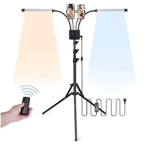 (1) 45W Dual Arm LED Photo / Video Light, 3200K-5600K W/ Adjustable Tripod Stand & Remote <br/>