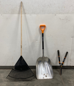 Rake, Snow Shovel & Hedge Shears