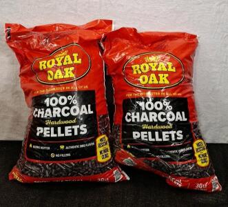(2) 30-Pound Bags Of Royal Oak 100 Percent Charcoal Hardwood Pellets for Real BBQ Flavor, Grilling and Smoking, High Heat, Resists Water<br/>