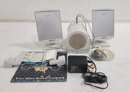 (1) Benwin Flat Panel Speakers With Subwoofer And Assorted Computer Components