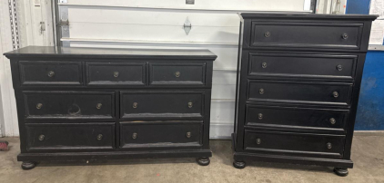 (2) Wooden Black Dresser Set- 40&rdquo;x18&rdquo;x66&rdquo; & 54&rdquo;x18&rdquo;x30&rdquo;
