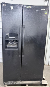 (1) Black Whirlpool Side-By-Side Refrigerator