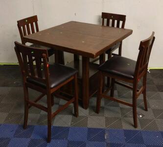 5-Piece Dining Room Counter Extension Table Set- Table: 42"x 42"x 3'