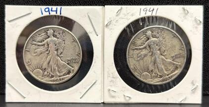 1941 Walking Liberty Half Dollar Coin, San Francisco Mint, 90% Silver