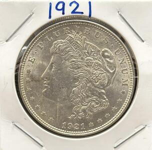 1921 Morgan Dollar, United States, 90% Silver, No Mint Mark, Lady Liberty Design