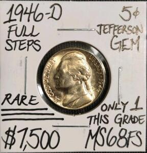 1946-D MS68FS Rare Only 1;This Grade Nickel