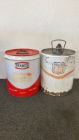 (2) Vintage 5 Gallon Oil Cans