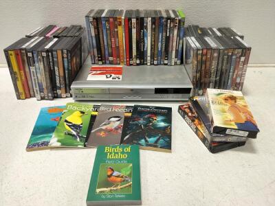 Toshiba D-R2SU DVD Video Recorder, Assorted DVD's, VHS videos, assorted books