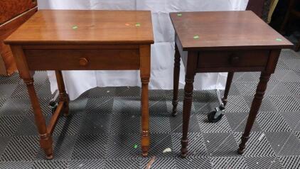 (1) 24"x 17"x 29" Vintage Wooden Hallway Desk & (1) 18&frac12;"x 18"x 28&frac12;" Vintage Wooden Hallway Desk