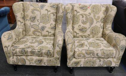 (2) Matching Vintage Upholstered Floral Padded Chairs