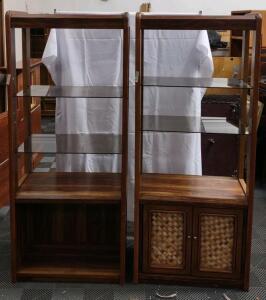 (2) Matching Display Shelves w/ Glass Shelves