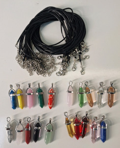(20) Assorted Crystal Pendant Necklaces