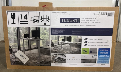(1) Adjustable Height Glass & Metal Standing Desk