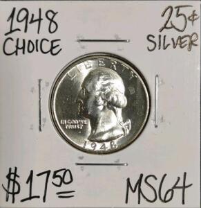 1948 MS64 Choice Silver Washington Quarter