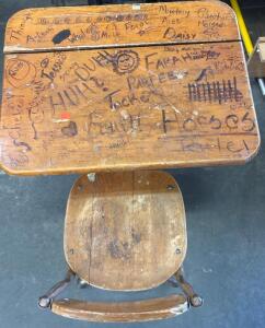 Old Wooden School Desk