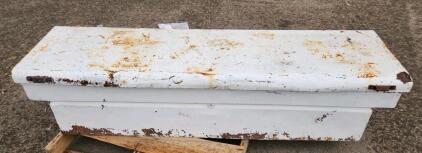 Steel Truck Toolbox, 60" x 20" x 18", White With Rust, Hinged Lid