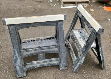 Adjustable Sawhorse, Folding, Black Silver, Load Capacity 1000 lbs/pair