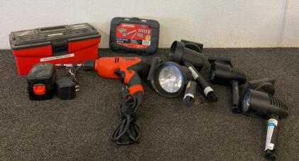 Black And Decker Drill, Black And Decker Battery And Charging Port, Dremel Attachments, Solar Lights And More