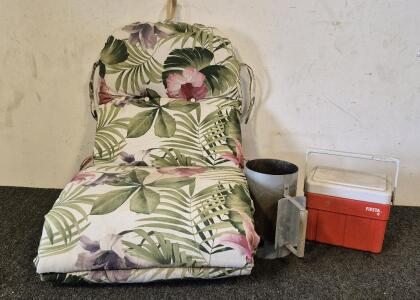 Fiesta Lunch Box Cooler, Charcoal Starter, Lounge Chair Cushion