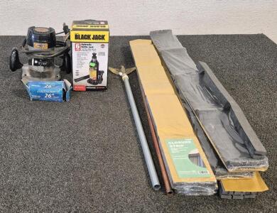 Craftsman Router (Works), Torino Black Jack Hydraulic Bottle Jack, Universal Inner Tube (26"), Flag Pole, (5) Closure Strips