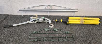 Tri-Pod Stand, Wench, Hanging Decor, Galvanized Chain Link Fence Stretcher Bar