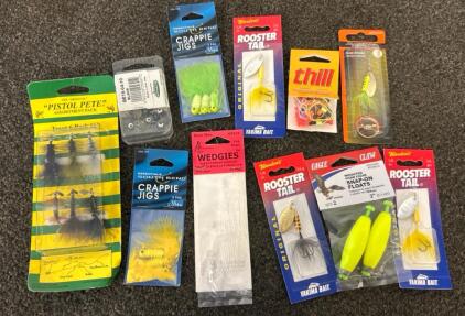Crappie Jigs, Spinners, Bobber Stops, Rooster Tails, And More!!