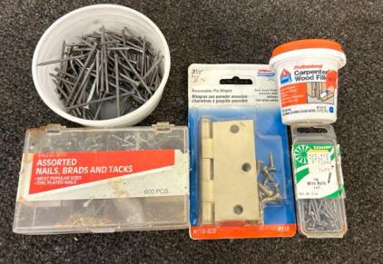 General Electric Ac Motor (Unable To Test), Vintage Black And Decker 7190 Corded Electric Drill/Driver (Turns On), Paper Drop Cover, Nails, Screws, And More!!