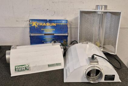 (3) Virtual Sun Hydroponics Light, Xtrasun Aluminum Wing Reflector